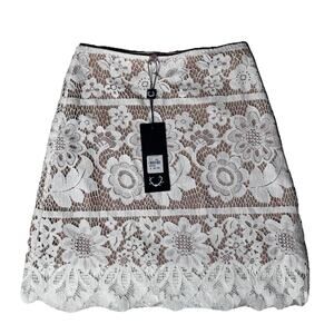 NEW FOR LOVE & LEMONS GIANNA MINI SKIRT EYELET LACE SZ XS $167 NWT 25" Waist